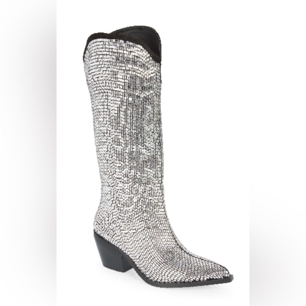 Shimmering Silver Heeled Boots